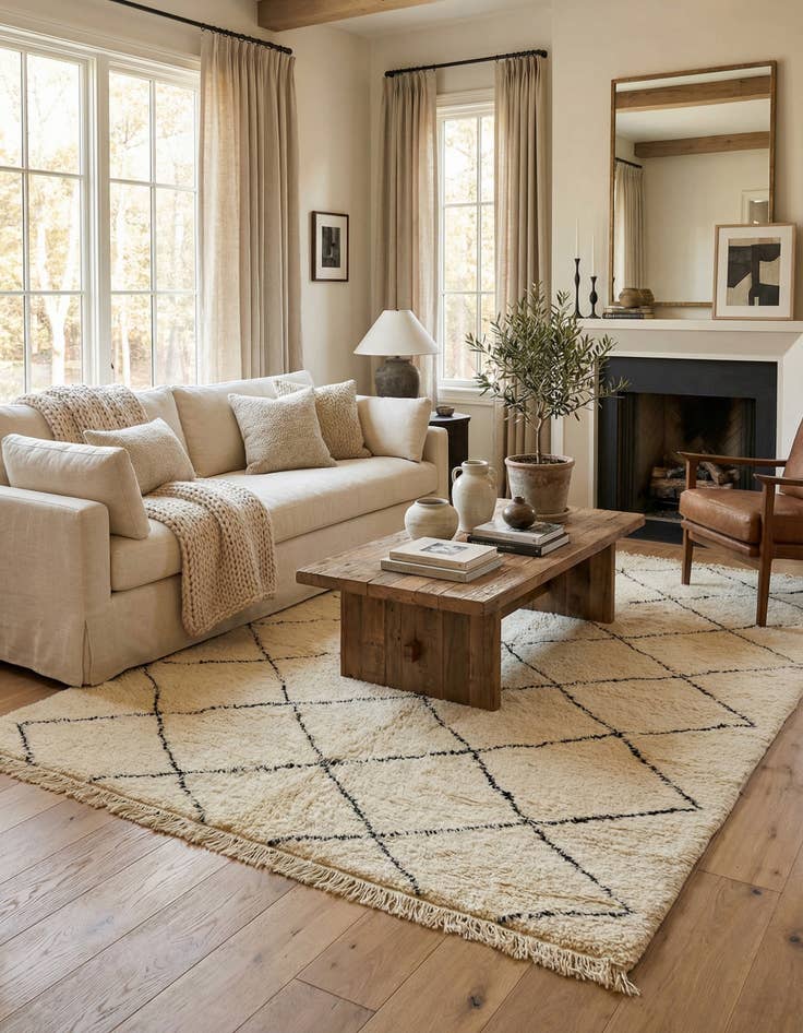 Detail image of  6' 7 x 9' 9  Hand Knotted Moroccan Wool Rug