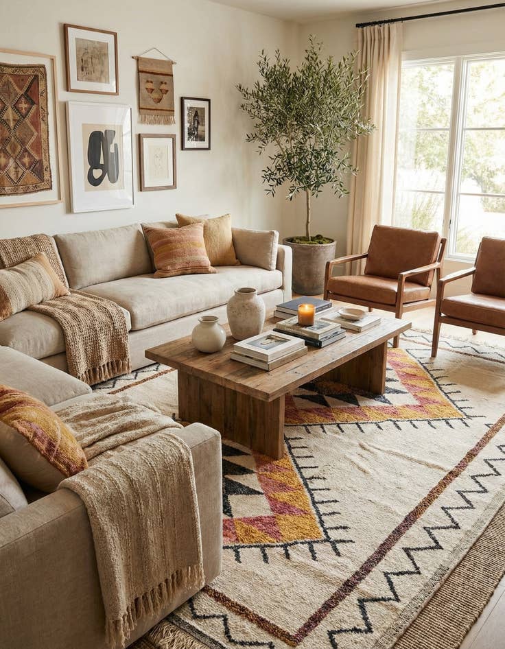 Detail image of 9' 4 x 13' 2  Hand Knotted Moroccan Wool Rug