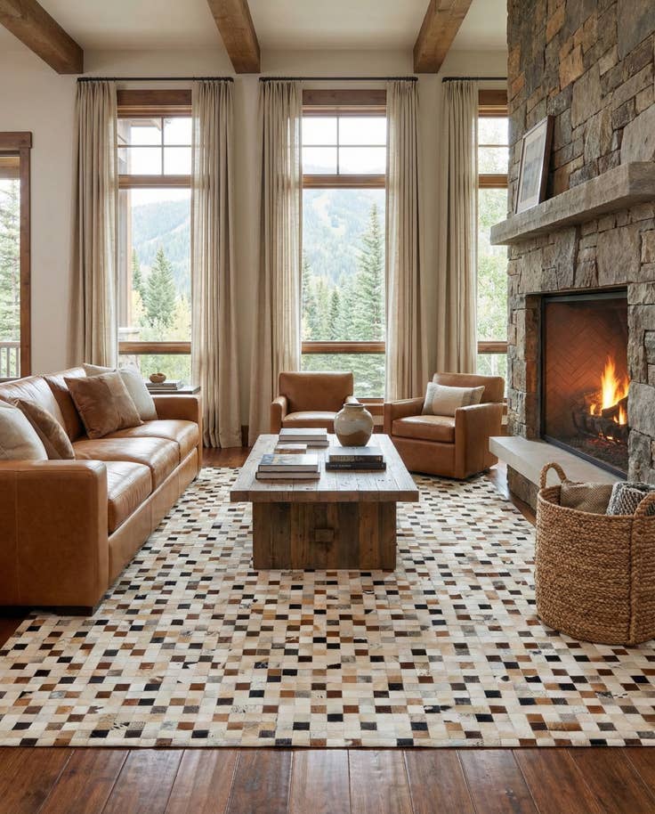 Detail image of 8' x 9' 9 Cowhide Stocks Rug