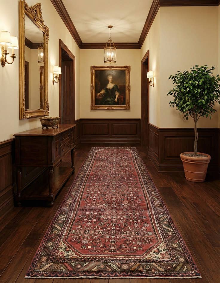 Detail image of  3' 8 x 11'  Hand Knotted Hossainabad Persian Wool Runner Rug