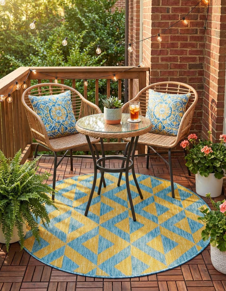 Detail image of 3' x 3'  Washable Jill Zarin Napa Indoor / Outdoor Round Rug