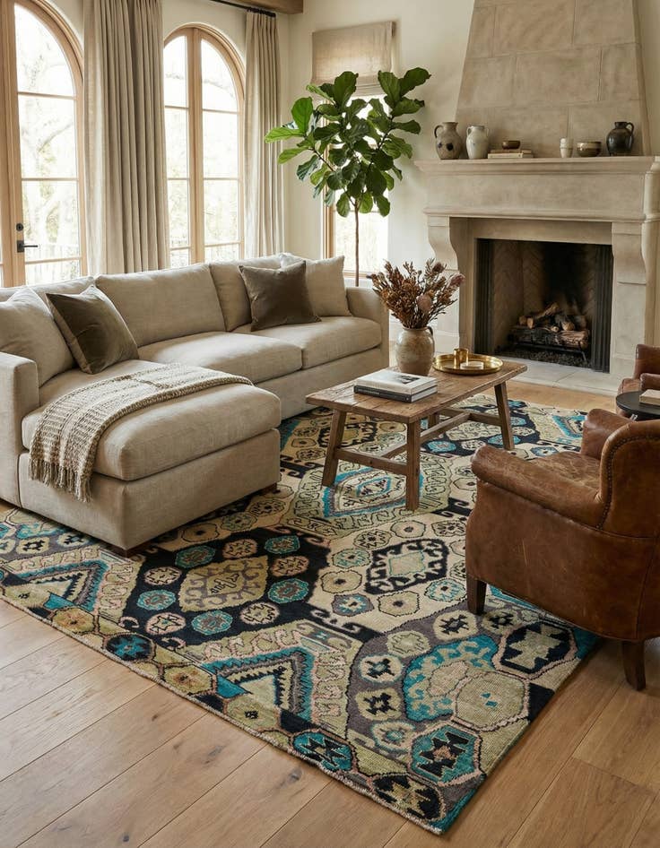 Detail image of  8' x 9' 10  Hand Knotted Darya Rug