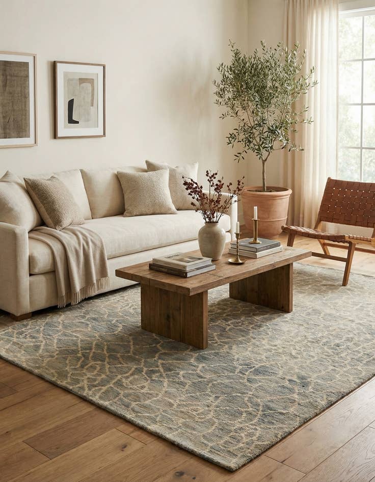 Detail image of 5' 6 x 8'  Hand Knotted Moroccan Wool Rug