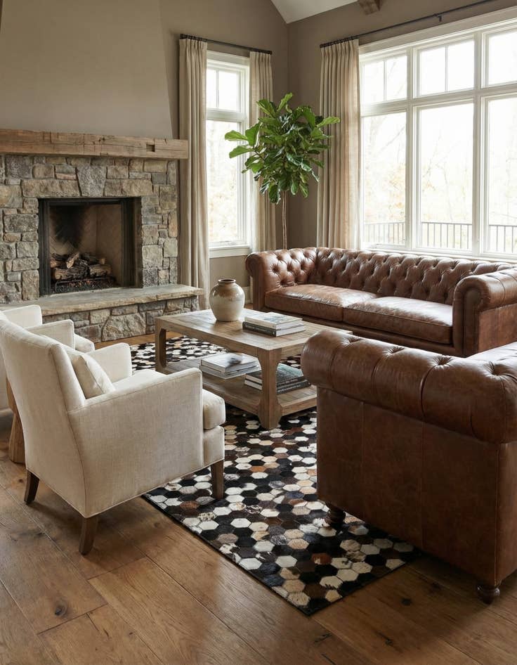 Detail image of  5' 1 x 8' Cowhide - Patchwork Rug