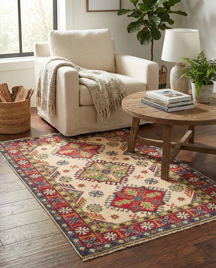 Detail image of 3' 4 x 5' Hand Knotted Kazak Rug