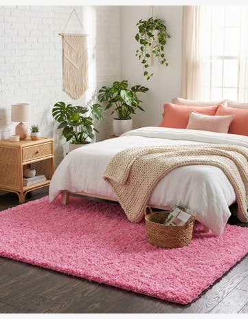 Taffy Pink Solid Shag Rug
