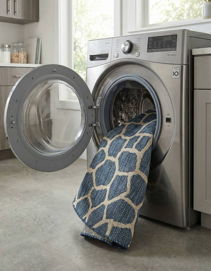 Detail image of 4' x 4'  Washable Safari Indoor / Outdoor Round Rug