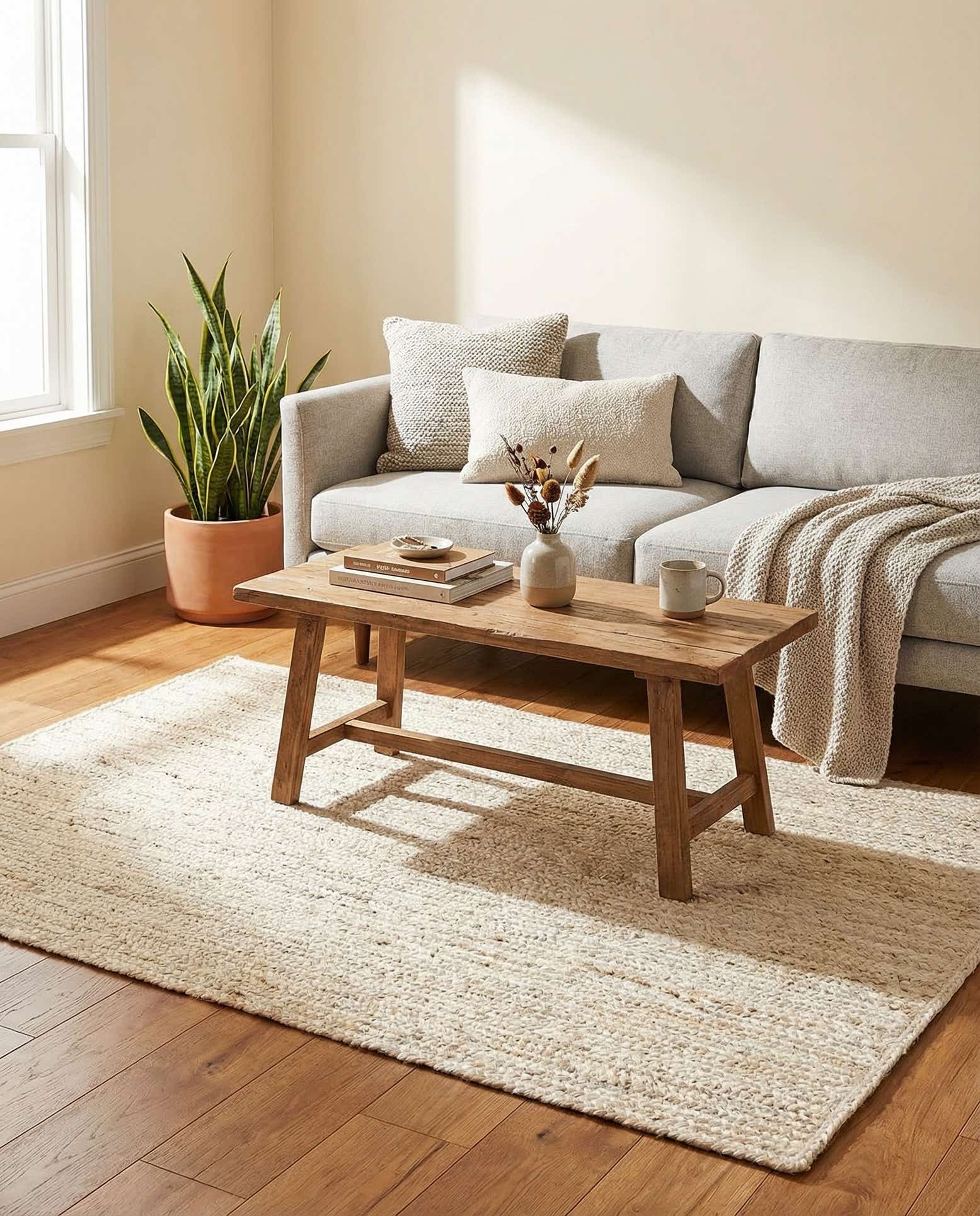 4' 1 x 6' 1 Handmade Braided Jute Rug