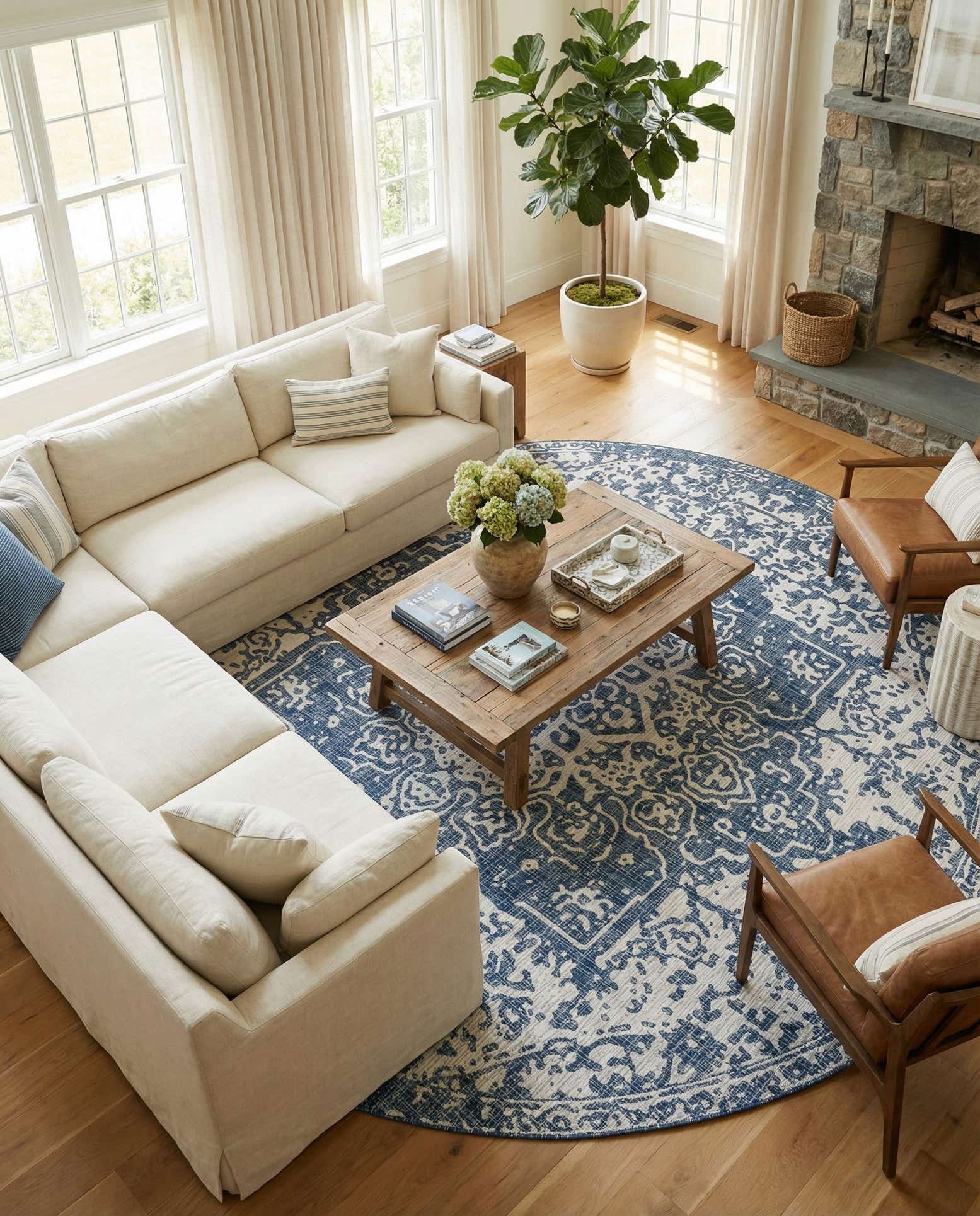 13' x 13' Easy-Clean Jill Zarin Dubai Indoor / Outdoor Round Rug