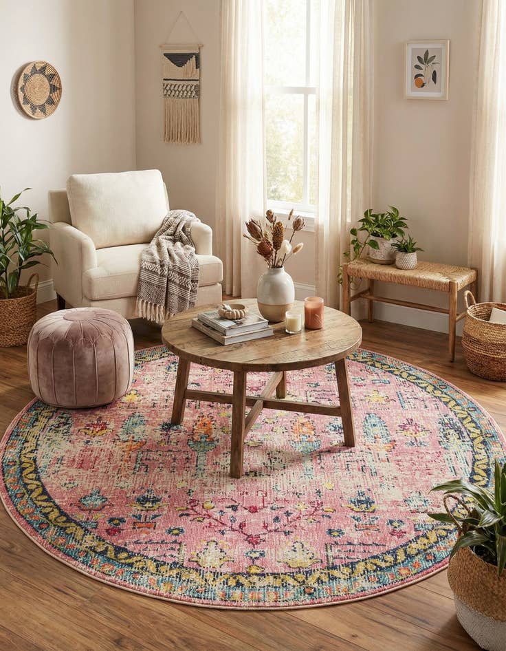 Detail image of 8' x 8'  Washable Alta Round Rug