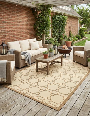 8' x 11' 4 Easy-Clean Lattice Indoor / Outdoor Rug