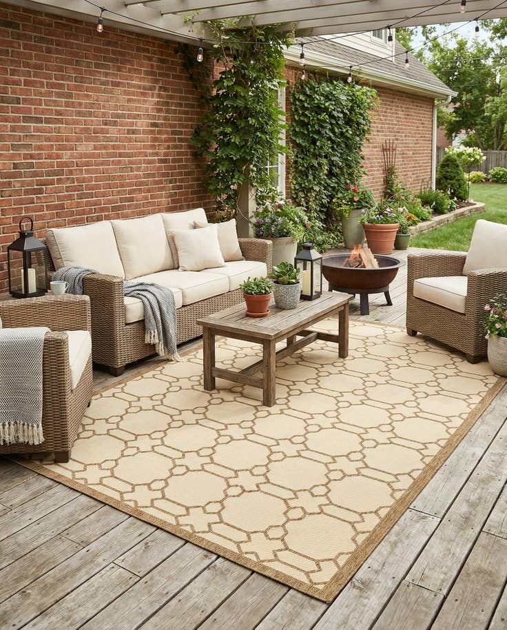 Detail image of 8' x 11' 4 Easy-Clean Trellis Indoor / Outdoor Rug