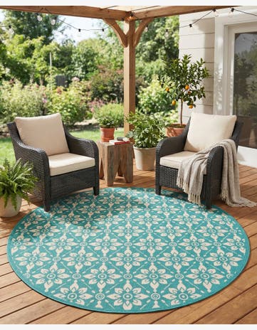 6' x 6' Easy-Clean Lattice Indoor / Outdoor Round Rug