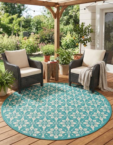 6' x 6' Easy-Clean Lattice Indoor / Outdoor Round Rug