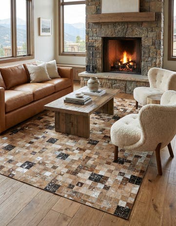5' 2 x 7' 6 Cowhide Stocks Rug