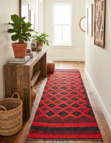4' 1 x 11' Hand Woven Kilim Fars Wool Runner Rug