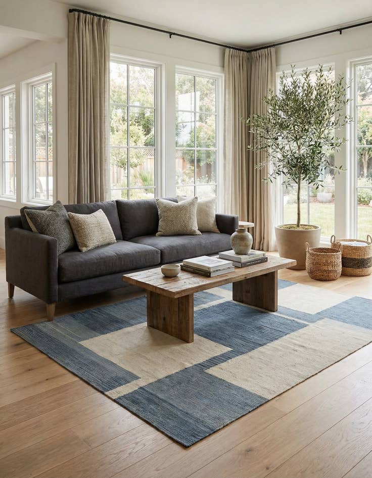 Detail image of 4' 1 x 5' 10  Hand Woven Kilim Modern Wool Rug