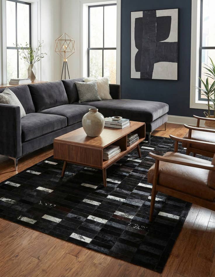 Detail image of  5' 3 x 8' 1 Cowhide - Patchwork Rug