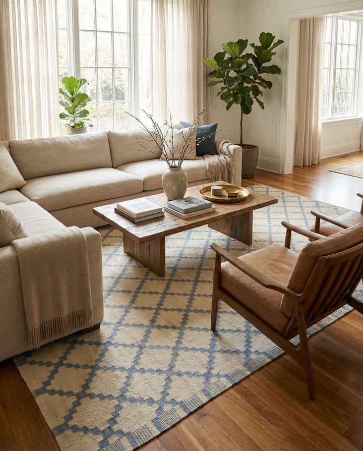 6' 10 x 9' 3 Hand Woven Kilim Modern Wool Rug