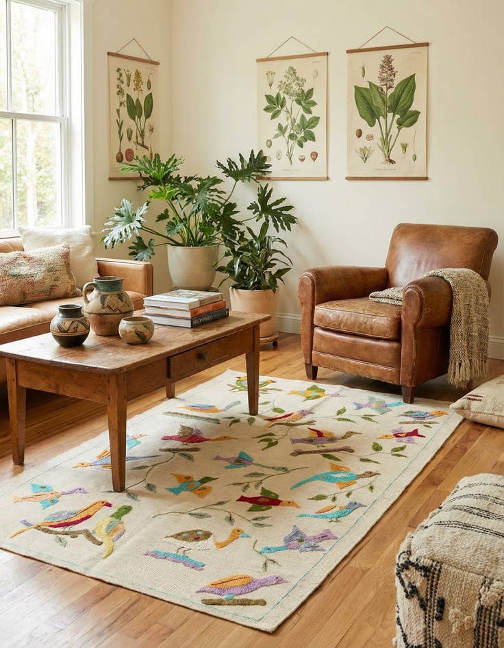 Detail image of 3' 2 x 4' 9  Hand Woven Kilim Suzani Wool Rug