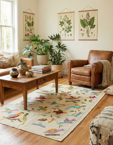 3' 2 x 4' 9 Hand Woven Kilim Suzani Wool Rug