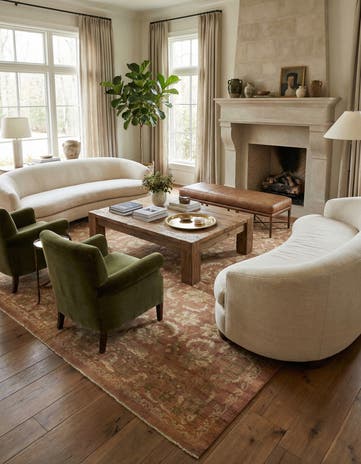12' 9 x 19' 2 Hand Knotted Oushak Wool Rug