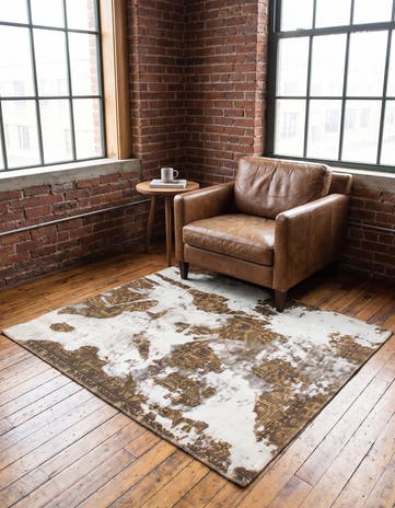 4' 4 x 5' Hand Knotted Ultra Vintage Persian Wool Square Rug