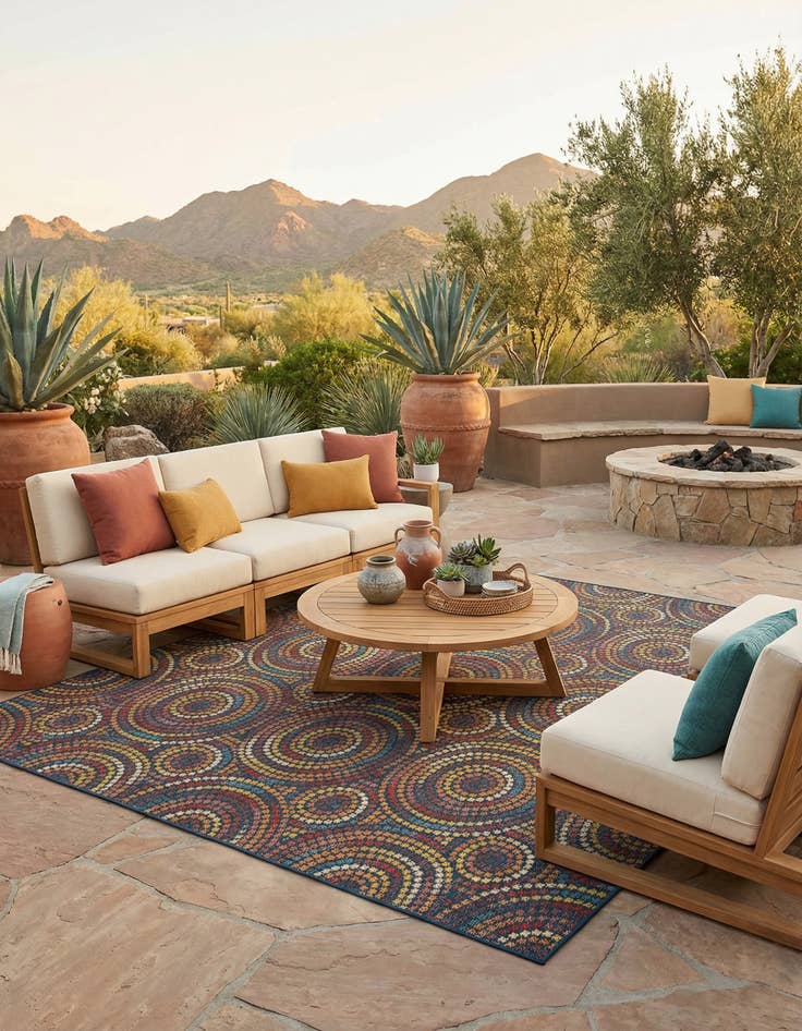 Detail image of 10' x 10'  Washable Baja Indoor / Outdoor Square Rug