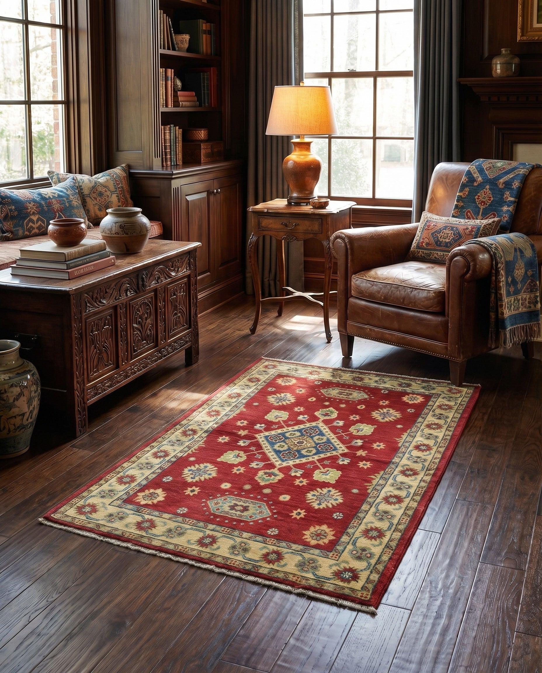 3' 4 x 5' Hand Knotted Kazak Rug
