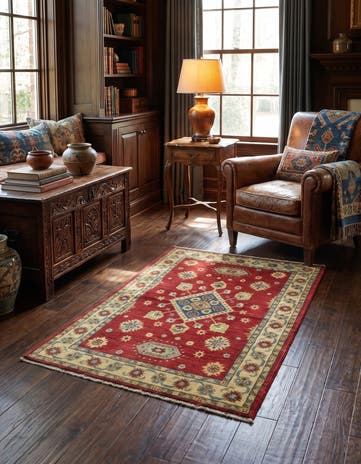 3' 4 x 5' Hand Knotted Kazak Rug