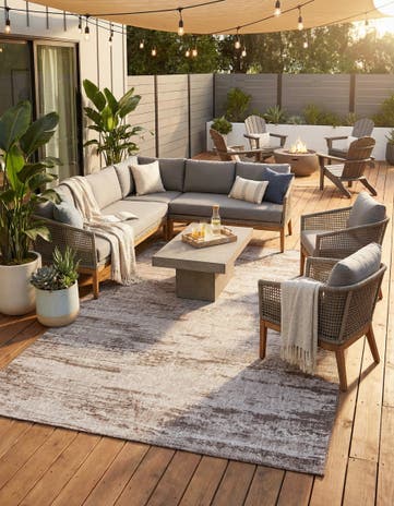 Brown Easy-Clean Modern Indoor / Outdoor Rug