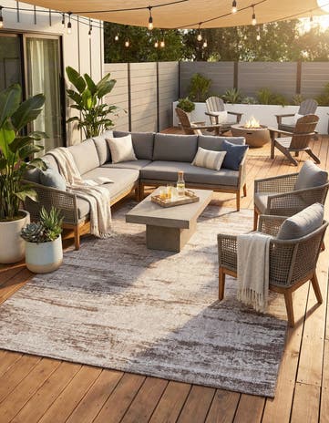 Brown Easy-Clean Modern Indoor / Outdoor Rug