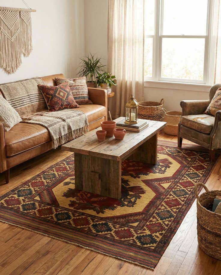 Detail image of 4' 3 x 6' 2 Hand Knotted Sumak Wool Rug