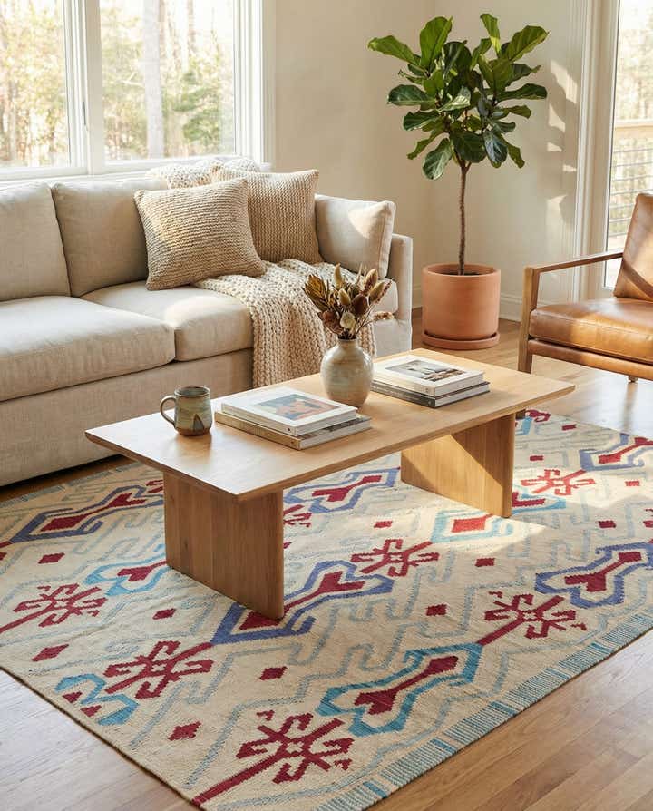 6' x 7' 4 Hand Woven Kilim Modern Wool Rug
