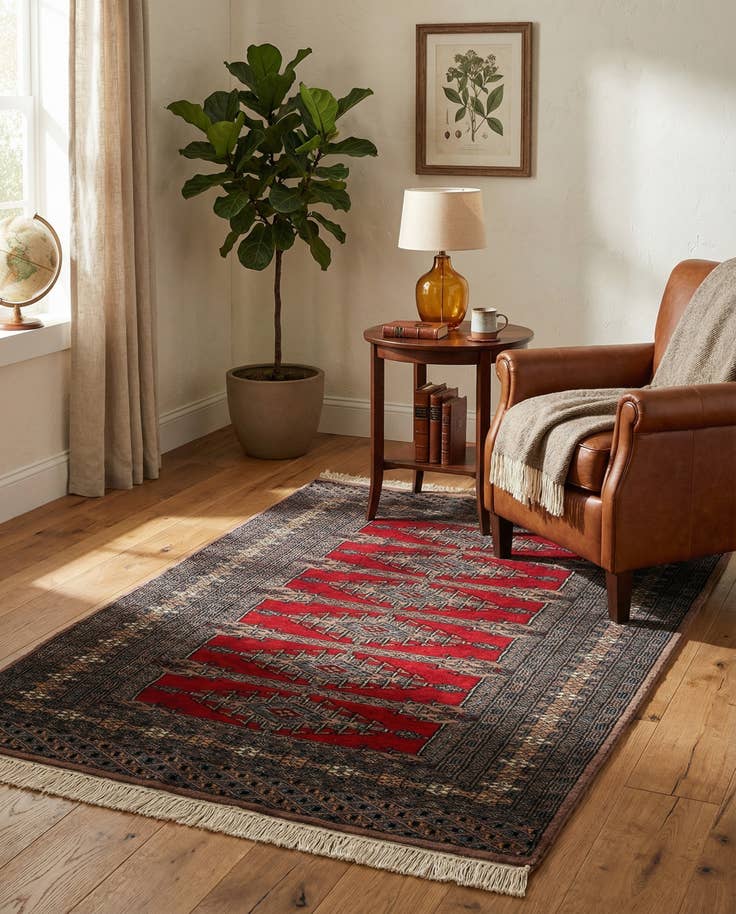 Detail image of 3' 2 x 5' Hand Knotted Bokhara Oriental Wool Rug