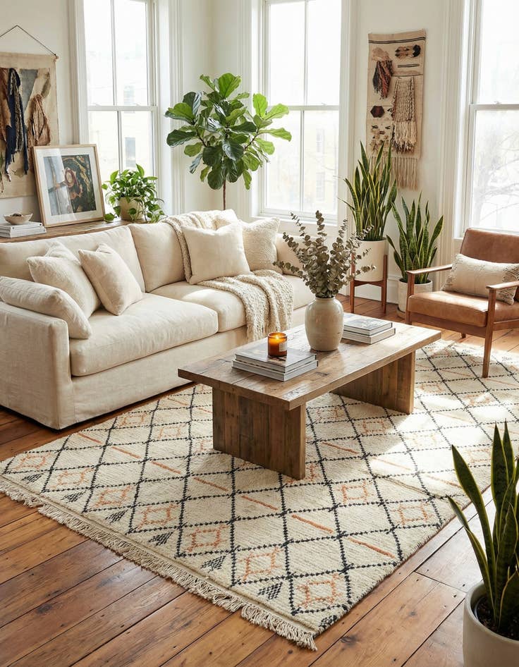 Detail image of 5' 10 x 9' 5  Hand Knotted Moroccan Wool Rug