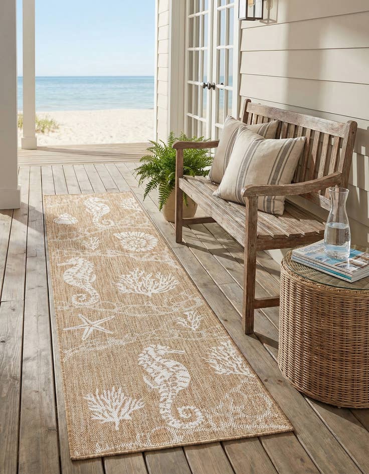 Detail image of 2' x 8'  Washable Coastal Indoor / Outdoor Runner Rug