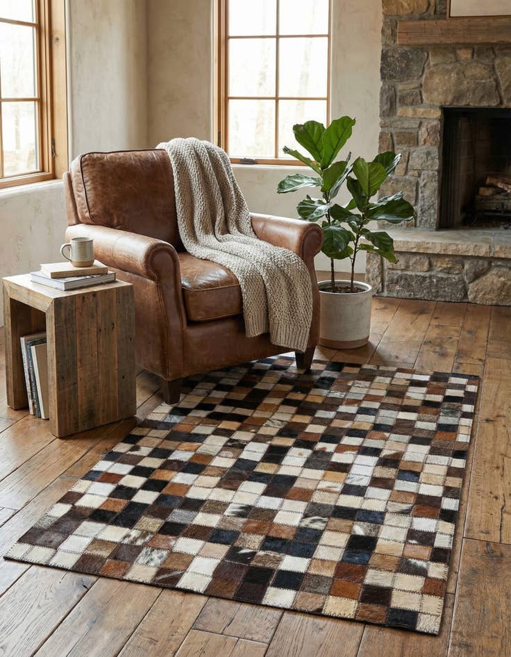 Detail image of 2' x 3' 1 Cowhide Leather Rug