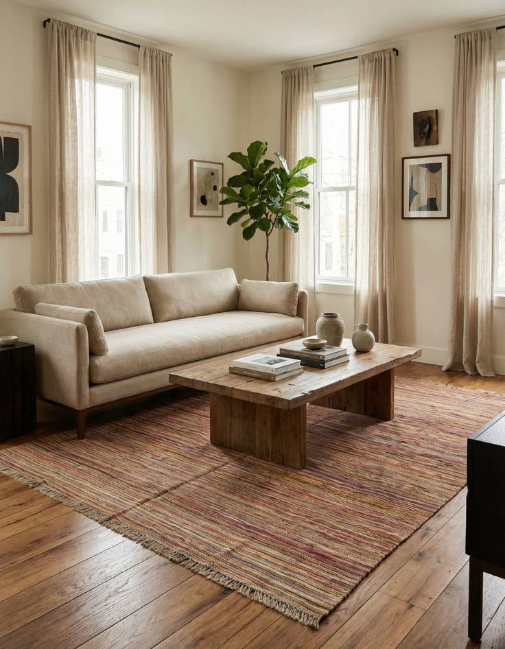 Detail image of 5' 8 x 8' 3  Hand Woven Kilim Modern Wool Rug