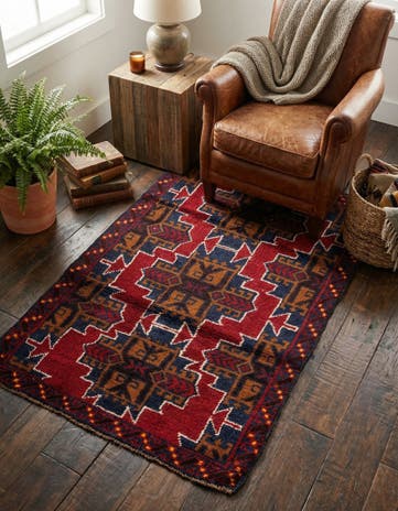 2' 9 x 4' 8 Hand Knotted Balouch Persian Wool Rug