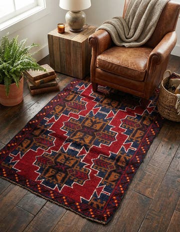 2' 9 x 4' 8 Hand Knotted Balouch Persian Wool Rug