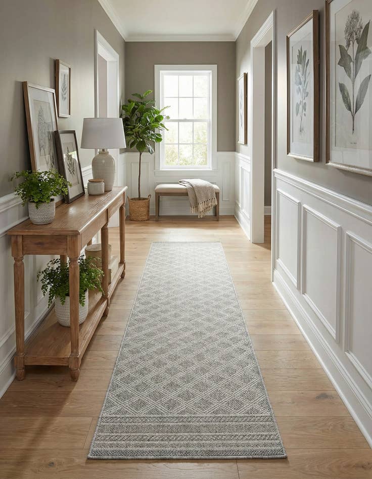 Detail image of 2' 7 x 12'  Washable Trellis Indoor / Outdoor Runner Rug