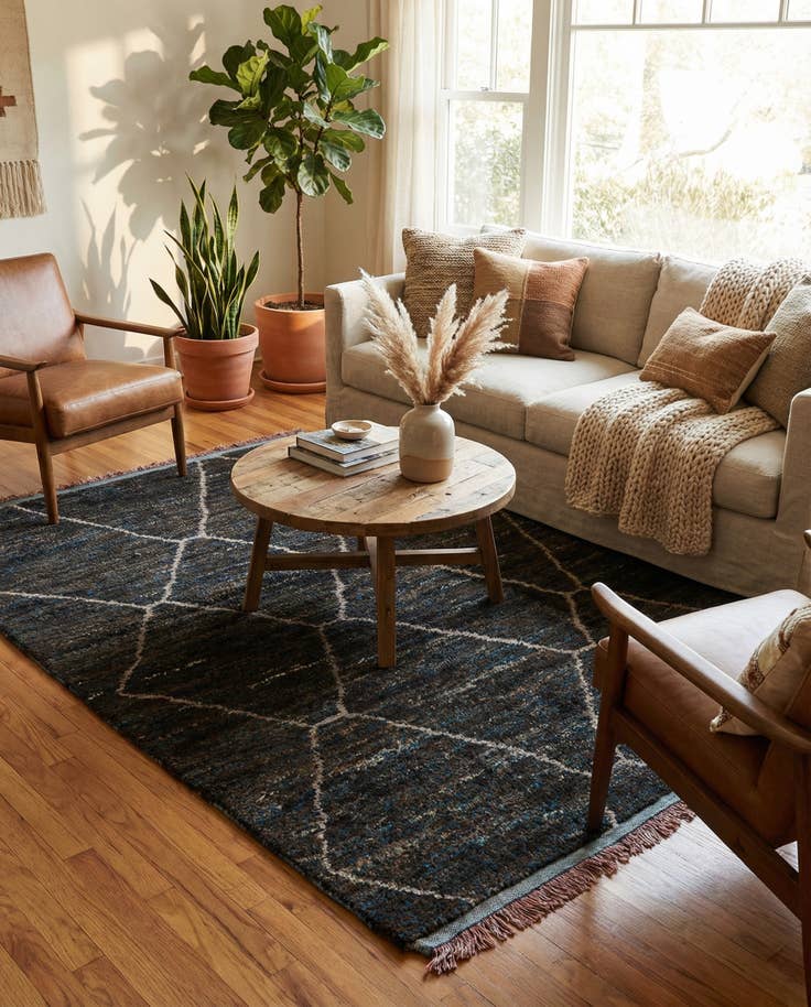 Detail image of 5' 2 x 7' 4 Hand Knotted Moroccan Wool Rug