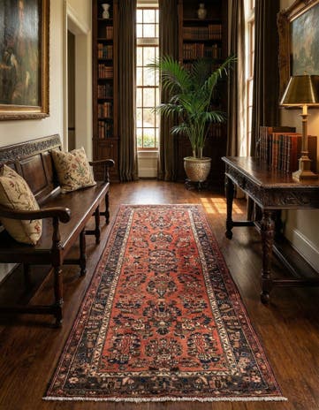 3' 7 x 9' 11 Hossainabad Wool Runner Rug