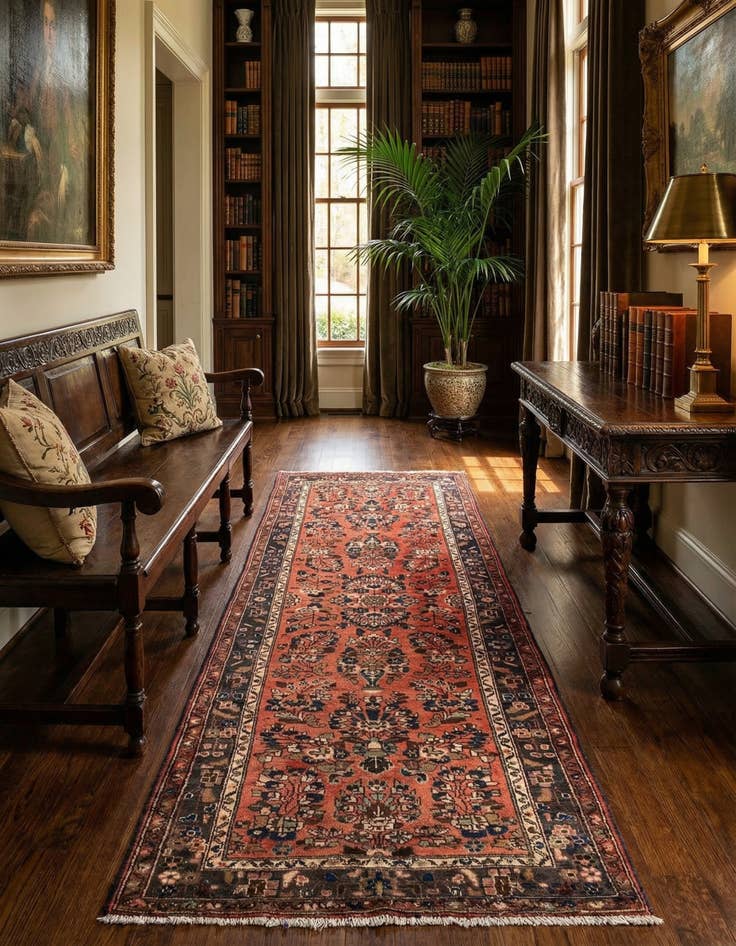 Detail image of 3' 7 x 9' 11 Hossainabad Wool Runner Rug