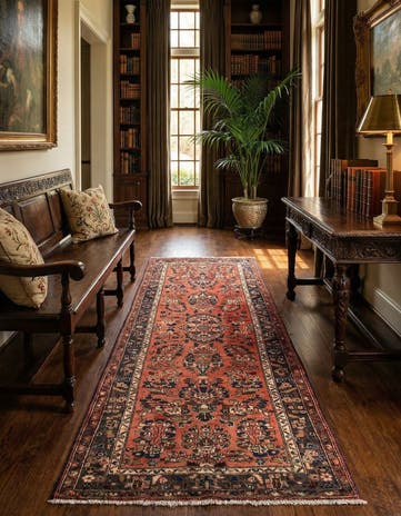 3' 7 x 9' 11 Hossainabad Wool Runner Rug
