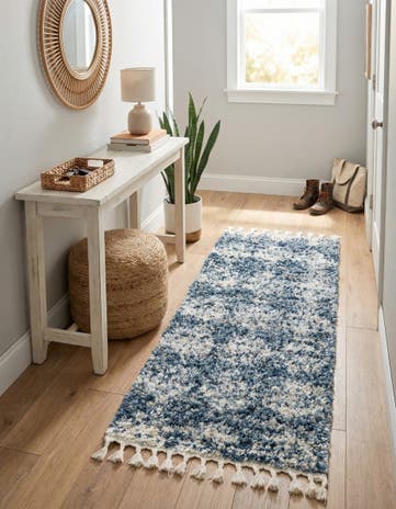 Blue Serenity Shag Runner Rug