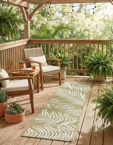 2' x 8' Easy-Clean Botanical Indoor / Outdoor Runner Rug