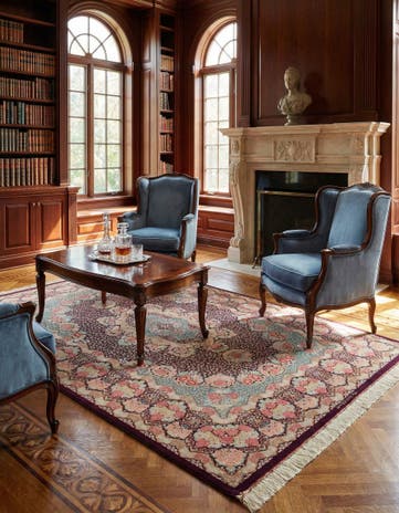 4' 5 x 6' 2 Ghom Silk Rug