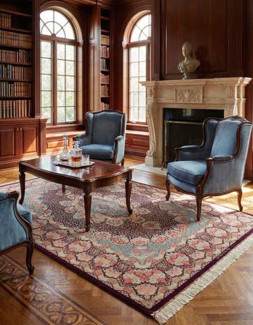 4' 5 x 6' 2 Ghom Silk Rug